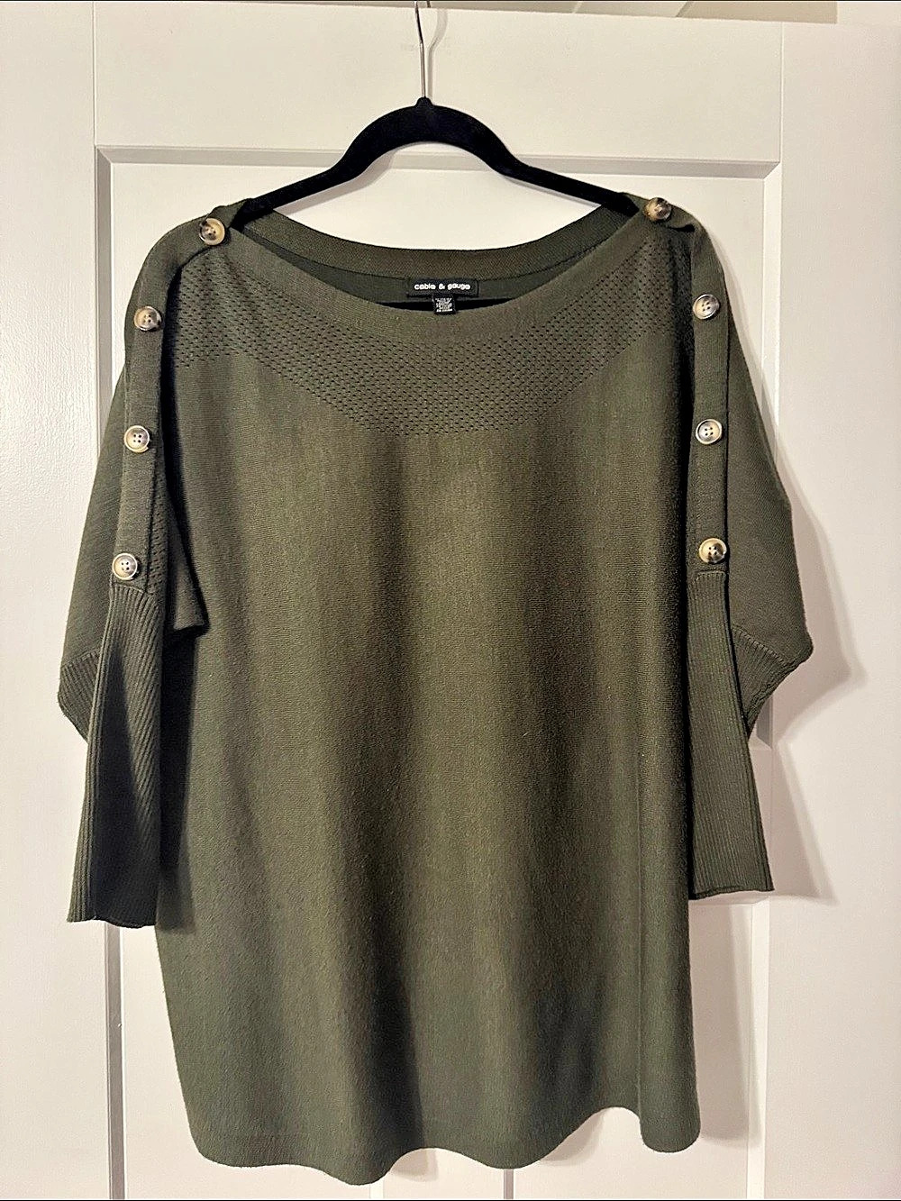 Cable & Gauge Olive Knit Tunic Size XL Like New
